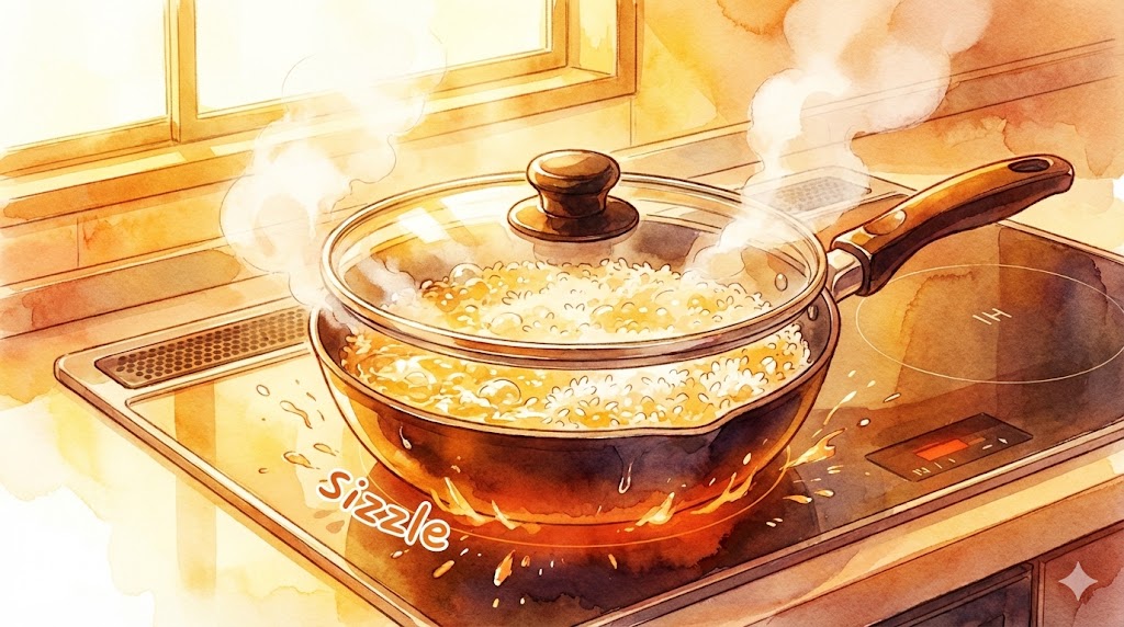 フライパンでご飯を炊くIH調理のコツを解説