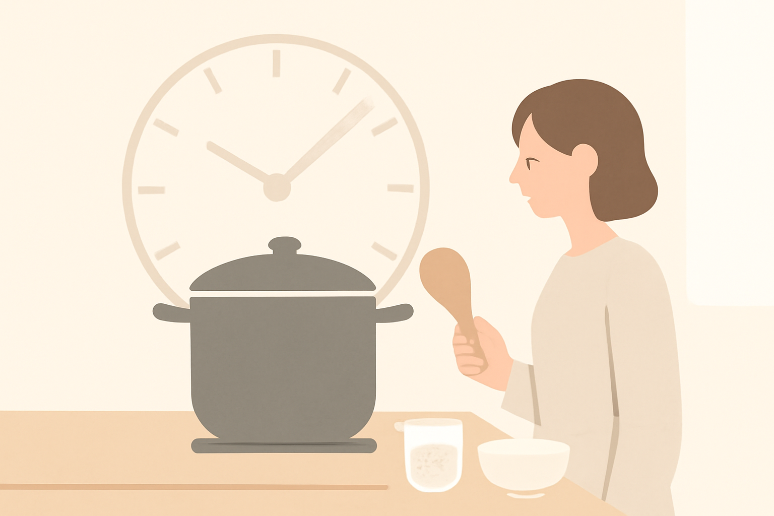 時間配分を意識した鍋炊きの工程イメージ