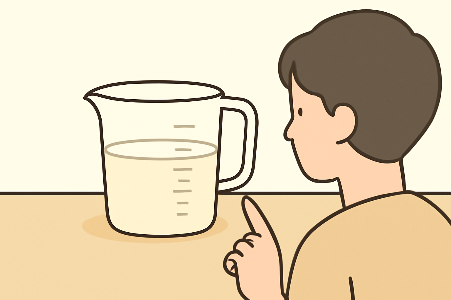 計量カップで800cc前後を確認する様子