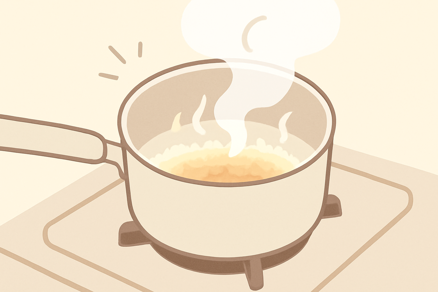 鍋底にできた薄いおこげのイラスト