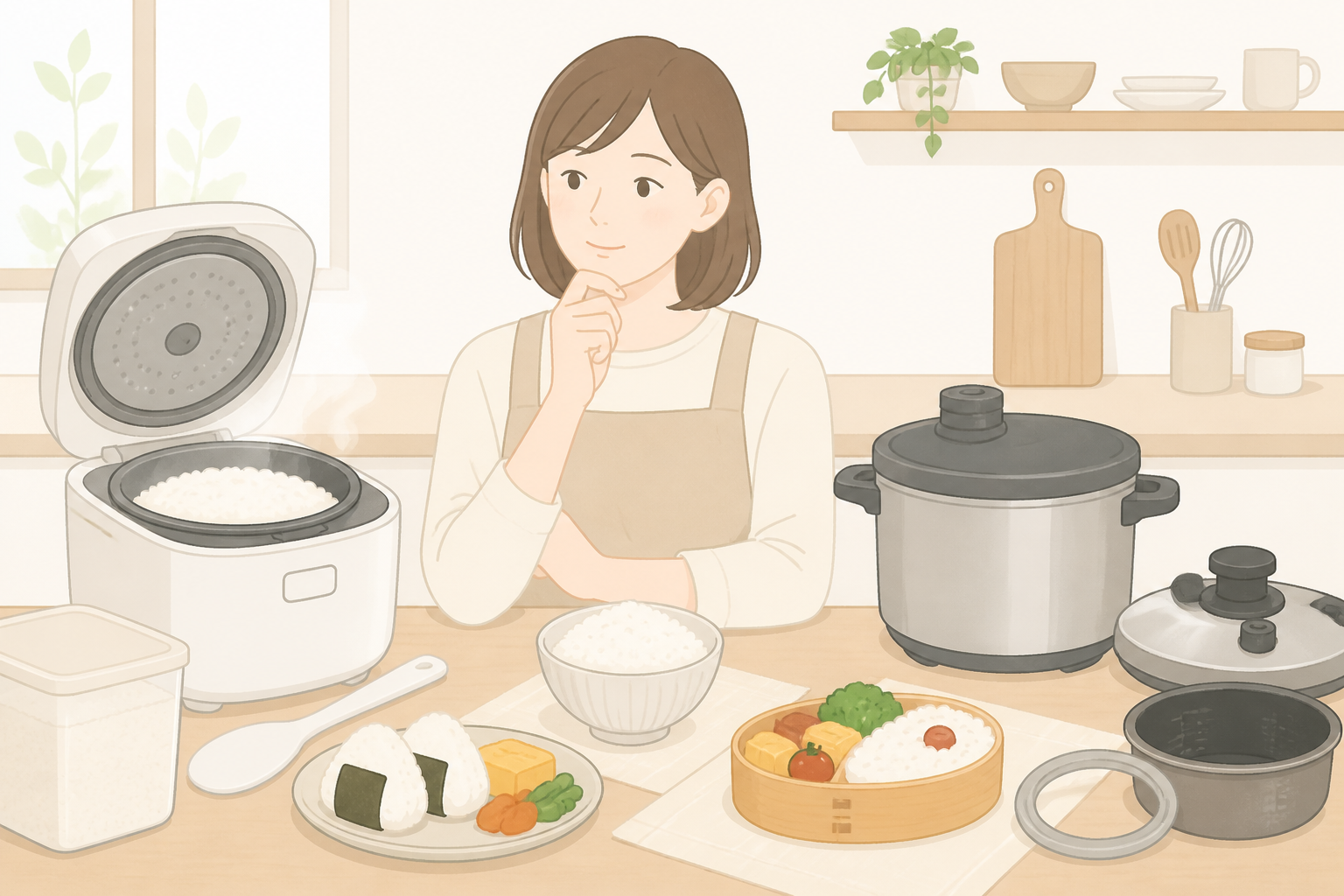 炊飯器でふっくら炊けた白米